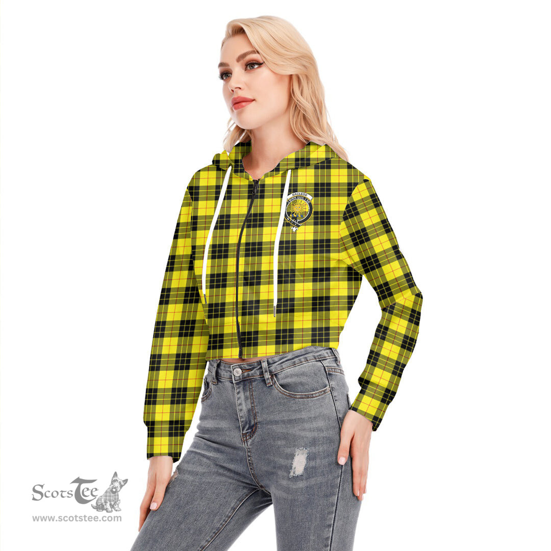 ScotsTee Shop Scottish MacLeod of Lewis Modern Clan Crest Tartan Womens Cropped Zip Up Hoodie