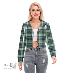 ScotsTee Shop Scottish MacKenzie Dress Modern Clan Tartan Womens Cropped Zip Up Hoodie