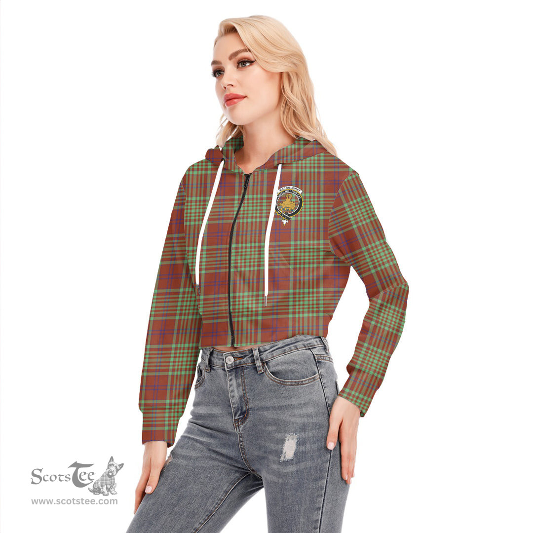 ScotsTee Shop Scottish MacGillivray Hunting Ancient Clan Crest Tartan Womens Cropped Zip Up Hoodie