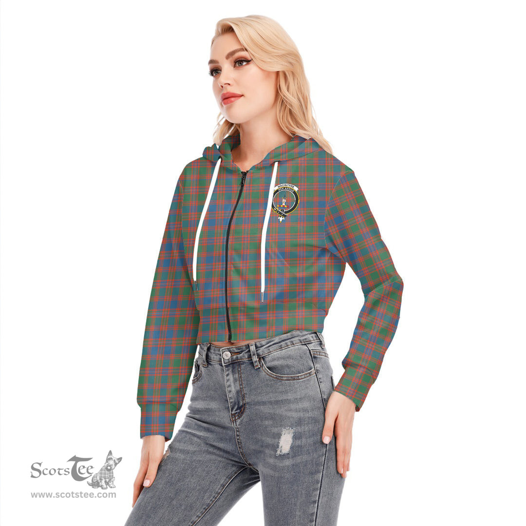 ScotsTee Shop Scottish MacIntyre Ancient Clan Crest Tartan Womens Cropped Zip Up Hoodie