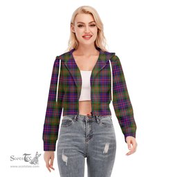 ScotsTee Shop Scottish MacDonnell of Glengarry Modern Clan Tartan Womens Cropped Zip Up Hoodie