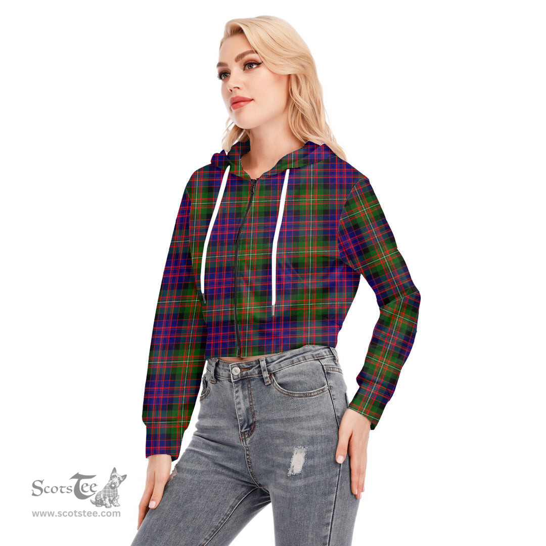 ScotsTee Shop Scottish MacDonnell of Glengarry Modern Clan Tartan Womens Cropped Zip Up Hoodie