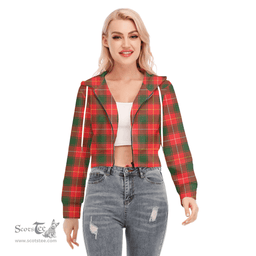 ScotsTee Shop Scottish MacPhee Modern Clan Tartan Womens Cropped Zip Up Hoodie