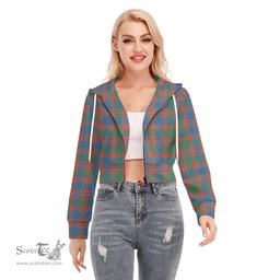 ScotsTee Shop Scottish MacIntyre Ancient Clan Tartan Womens Cropped Zip Up Hoodie