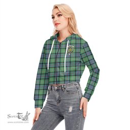 ScotsTee Shop Scottish MacThomas Ancient Clan Crest Tartan Womens Cropped Zip Up Hoodie