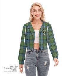 ScotsTee Shop Scottish MacMillan Hunting Ancient Clan Crest Tartan Womens Cropped Zip Up Hoodie