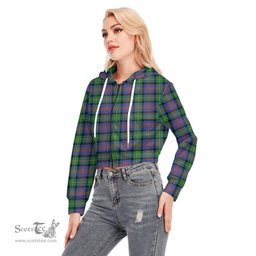ScotsTee Shop Scottish Logan Ancient Clan Tartan Womens Cropped Zip Up Hoodie
