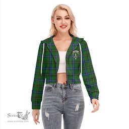 ScotsTee Shop Scottish Henderson Modern Clan Crest Tartan Womens Cropped Zip Up Hoodie