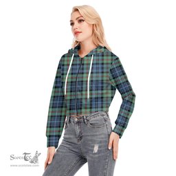 ScotsTee Shop Scottish MacKinlay Ancient Clan Tartan Womens Cropped Zip Up Hoodie