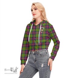 ScotsTee Shop Scottish MacDonald of Clanranald Clan Crest Tartan Womens Cropped Zip Up Hoodie