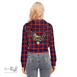ScotsTee Shop Scottish MacLachlan Modern Clan Crest Tartan Womens Cropped Zip Up Hoodie