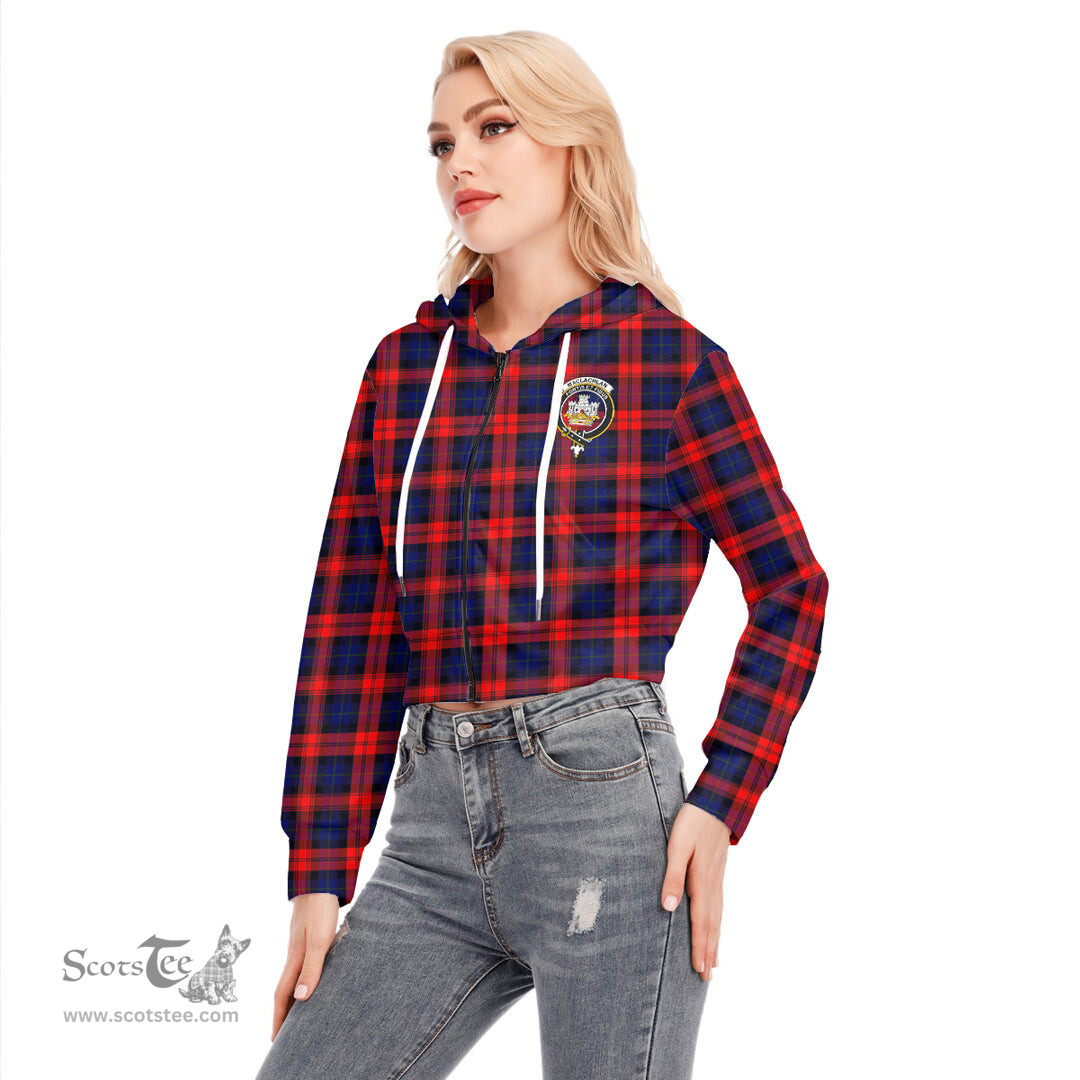 ScotsTee Shop Scottish MacLachlan Modern Clan Crest Tartan Womens Cropped Zip Up Hoodie