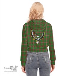ScotsTee Shop Scottish MacKinnon Hunting Modern Clan Crest Tartan Womens Cropped Zip Up Hoodie