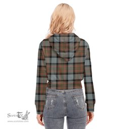 ScotsTee Shop Scottish MacLaren Weathered Clan Tartan Womens Cropped Zip Up Hoodie