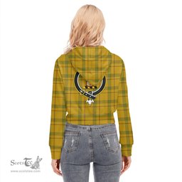 ScotsTee Shop Scottish Houston Clan Crest Tartan Womens Cropped Zip Up Hoodie