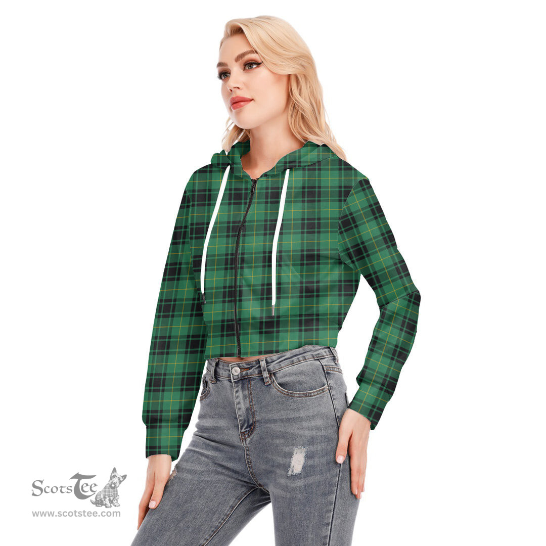 ScotsTee Shop Scottish MacArthur Ancient Clan Tartan Womens Cropped Zip Up Hoodie