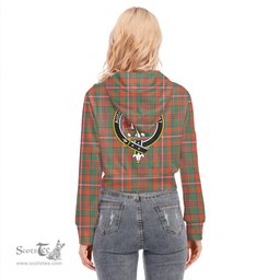 ScotsTee Shop Scottish MacKinnon Ancient Clan Crest Tartan Womens Cropped Zip Up Hoodie