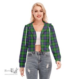 ScotsTee Shop Scottish Tait Modern Clan Tartan Womens Cropped Zip Up Hoodie