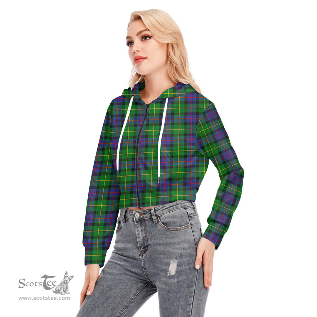 ScotsTee Shop Scottish Tait Modern Clan Tartan Womens Cropped Zip Up Hoodie