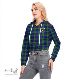 ScotsTee Shop Scottish Sempill Modern Clan Crest Tartan Womens Cropped Zip Up Hoodie