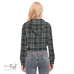ScotsTee Shop Scottish SCOTT GREEN MODERN Clan Tartan Womens Cropped Zip Up Hoodie