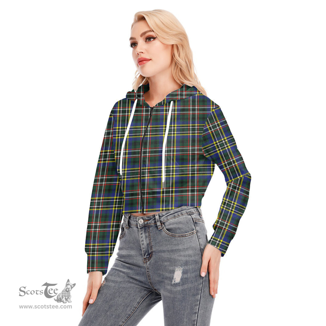 ScotsTee Shop Scottish SCOTT GREEN MODERN Clan Tartan Womens Cropped Zip Up Hoodie