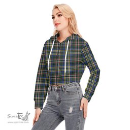 ScotsTee Shop Scottish SCOTT GREEN MODERN Clan Tartan Womens Cropped Zip Up Hoodie