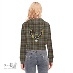 ScotsTee Shop Scottish Stewart Hunting Weathered Clan Crest Tartan Womens Cropped Zip Up Hoodie