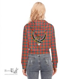 ScotsTee Shop Scottish Sinclair Ancient Clan Crest Tartan Womens Cropped Zip Up Hoodie