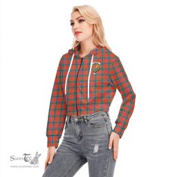ScotsTee Shop Scottish Sinclair Ancient Clan Crest Tartan Womens Cropped Zip Up Hoodie