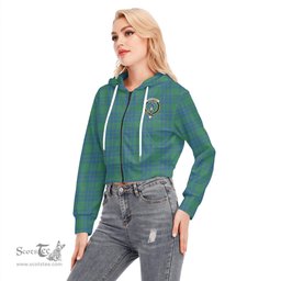 ScotsTee Shop Scottish Montgomery Ancient Clan Crest Tartan Womens Cropped Zip Up Hoodie