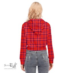 ScotsTee Shop Scottish Rose Modern Clan Tartan Womens Cropped Zip Up Hoodie