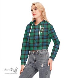 ScotsTee Shop Scottish Stewart Old Ancient Clan Crest Tartan Womens Cropped Zip Up Hoodie