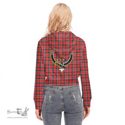 ScotsTee Shop Scottish Sinclair Modern Clan Crest Tartan Womens Cropped Zip Up Hoodie