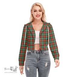 ScotsTee Shop Scottish Princess Margaret Clan Tartan Womens Cropped Zip Up Hoodie