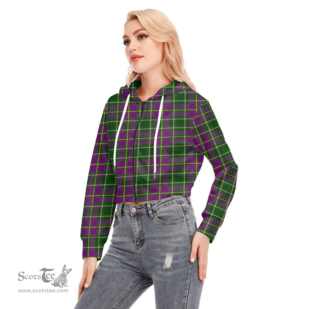 ScotsTee Shop Scottish Taylor Clan Tartan Womens Cropped Zip Up Hoodie