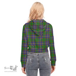 ScotsTee Shop Scottish Strange of Balkaskie Clan Tartan Womens Cropped Zip Up Hoodie