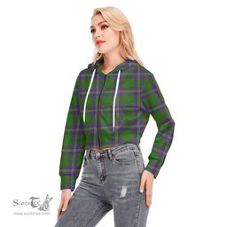 ScotsTee Shop Scottish Strange of Balkaskie Clan Tartan Womens Cropped Zip Up Hoodie