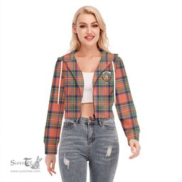 ScotsTee Shop Scottish Stewart Royal Ancient Clan Crest Tartan Womens Cropped Zip Up Hoodie