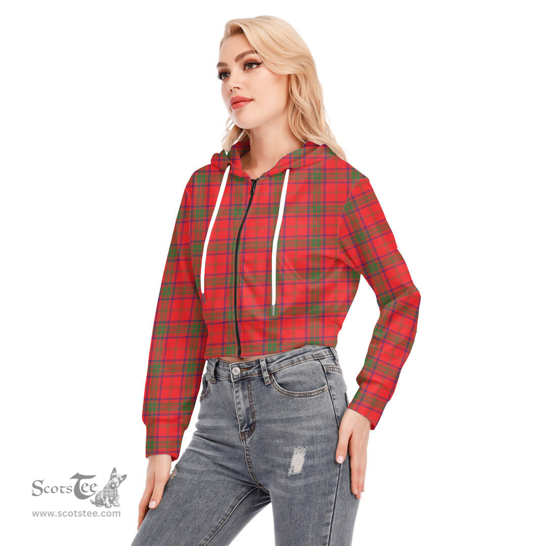 ScotsTee Shop Scottish Ross Modern Clan Tartan Womens Cropped Zip Up Hoodie