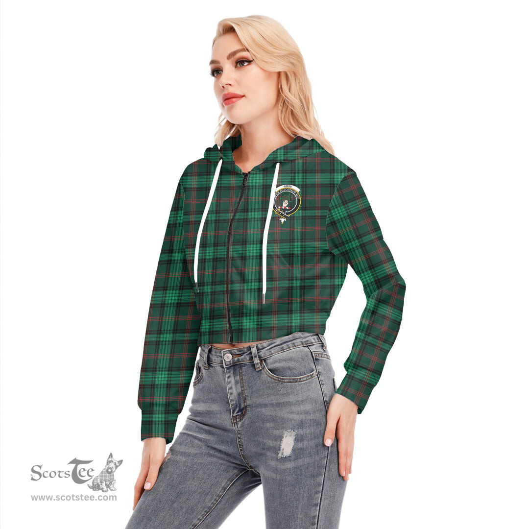 ScotsTee Shop Scottish Ross Hunting Modern Clan Crest Tartan Womens Cropped Zip Up Hoodie
