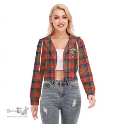 ScotsTee Shop Scottish Nicolson Ancient Clan Crest Tartan Womens Cropped Zip Up Hoodie