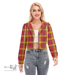 ScotsTee Shop Scottish Scrymgeour Clan Tartan Womens Cropped Zip Up Hoodie