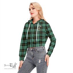 ScotsTee Shop Scottish Wallace Hunting Ancient Clan Crest Tartan Womens Cropped Zip Up Hoodie