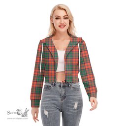 ScotsTee Shop Scottish Stewart of Appin Ancient Clan Tartan Womens Cropped Zip Up Hoodie