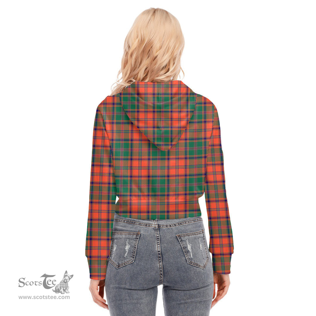 ScotsTee Shop Scottish Stewart of Appin Ancient Clan Tartan Womens Cropped Zip Up Hoodie