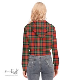 ScotsTee Shop Scottish Stewart Royal Modern Clan Tartan Womens Cropped Zip Up Hoodie