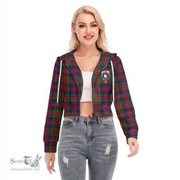ScotsTee Shop Scottish Tennant Clan Crest Tartan Womens Cropped Zip Up Hoodie