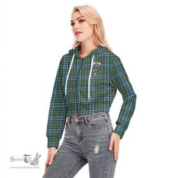 ScotsTee Shop Scottish Ogilvie Hunting Ancient Clan Crest Tartan Womens Cropped Zip Up Hoodie