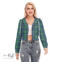 ScotsTee Shop Scottish Sinclair Hunting Ancient Clan Tartan Womens Cropped Zip Up Hoodie